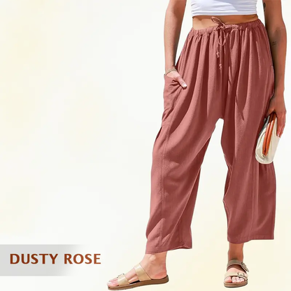 Mellora - Women Comfort Lightweight Linen Wide Leg Cargo Pants