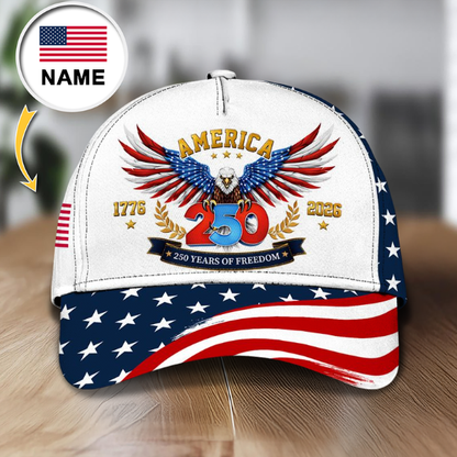 God Bless America Eagle Cap — Personalized Patriotic Hat